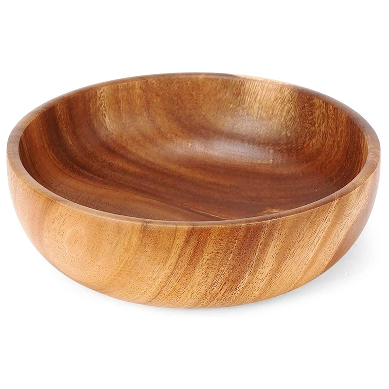 Cuenco de madera de 9,5 pulgadas para ensalada, bol grande para alimentos, frutas, ensaladas y decoración, nuevo