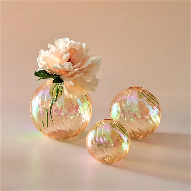 3pc Vase Set Ball Vases Decoration Home Living Room Flower Pot for Interior Glass Vase Tabletop Plants Home Decor Home Vase