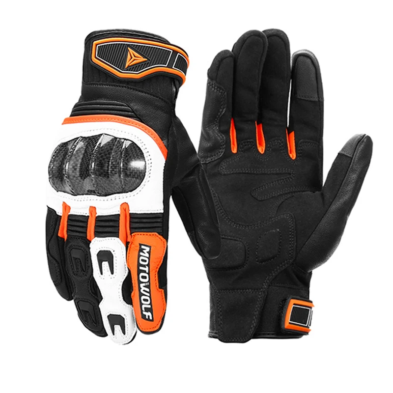 

Leather Motorcycle Gloves Full Finger Gloves Motorbike Equipment Women Men 4 Color ATV Rider Sports Protect Glove Guantes