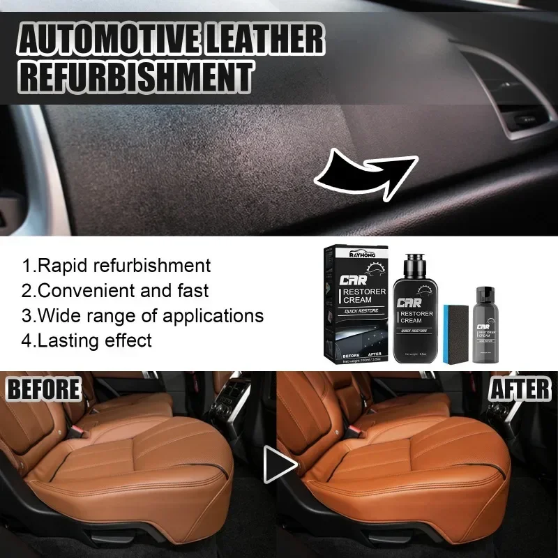 30ml/100ml Car Restorer Cream Quick Paste Auto Plastic Leather Refurbishment Agent Washable Refresh Aging Surfaces Care Cleaning