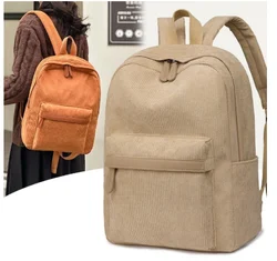 Stripe Cute Corduroy Woman Backpack Schoolbag For Teenage Girls Boys Luxury Harajuku Female College Bag Students Lady Book Bags