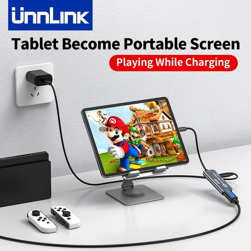 Unnlink HDMI USB 3.0 Video Capture Card With 100W PD for Switch to iPhone iPad Type C Gaming Live Streaming Video Recorder