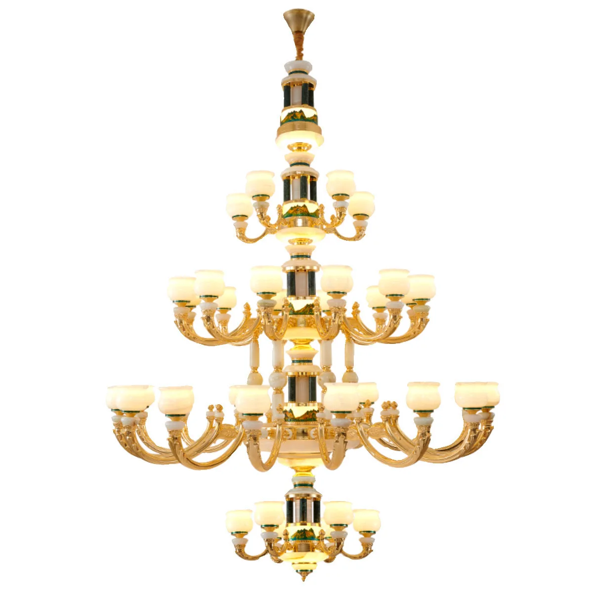 

Люстра из медного дуплексного здания, вилла европейского современного стандарта, нефритовая лампа