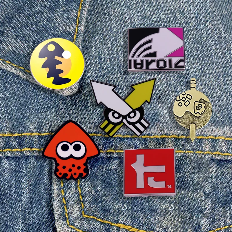 Game Splatoon Inkling Squid Brooch Lapel Pin Game Fashion Logo Badge Student School Bag Accessory Unique Jewelry Gift