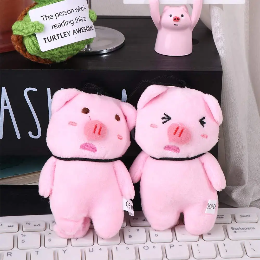 Stuffed Animals Hanging Pig Keychain Crooked Head Bag Charms Piggy Stuffed Doll Pink Little Pig Cartoon Pig Pendant Bag Decor