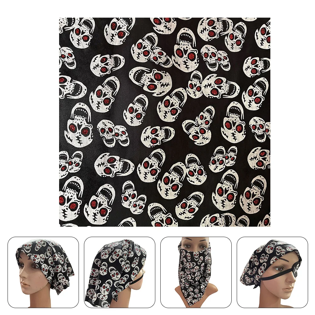 Bandana de Sauna Carré pour Femme, Accessoire de Cheveux, Écharpes, Tête de Mort, Halloween, 7,5