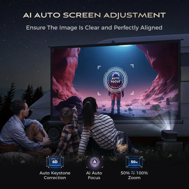 Aurzen Boom 3 Black All-ln-One Projector Native 1080P 4K HD Supported Projector Home Theater with 36W Strong Speakers