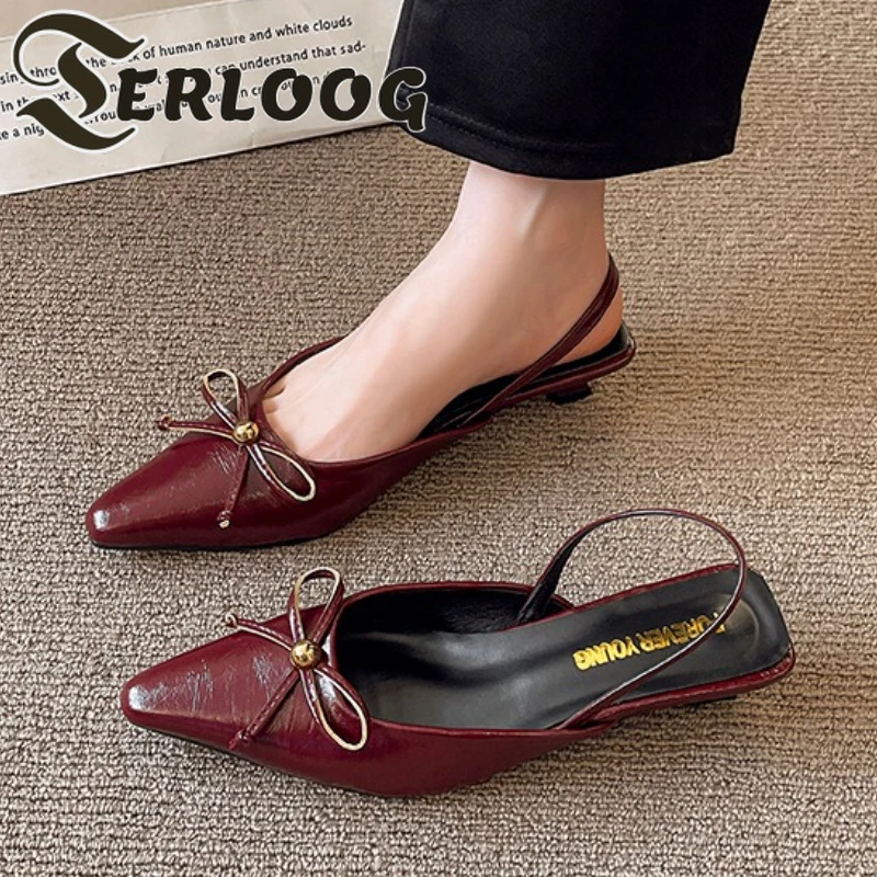 

Women Pointed Toe Heeled Sandals Bow Sexy Slippers Slingback Summer Shoes Party 2025 Trend New Fashion Dress Woman Shoes Zapatos