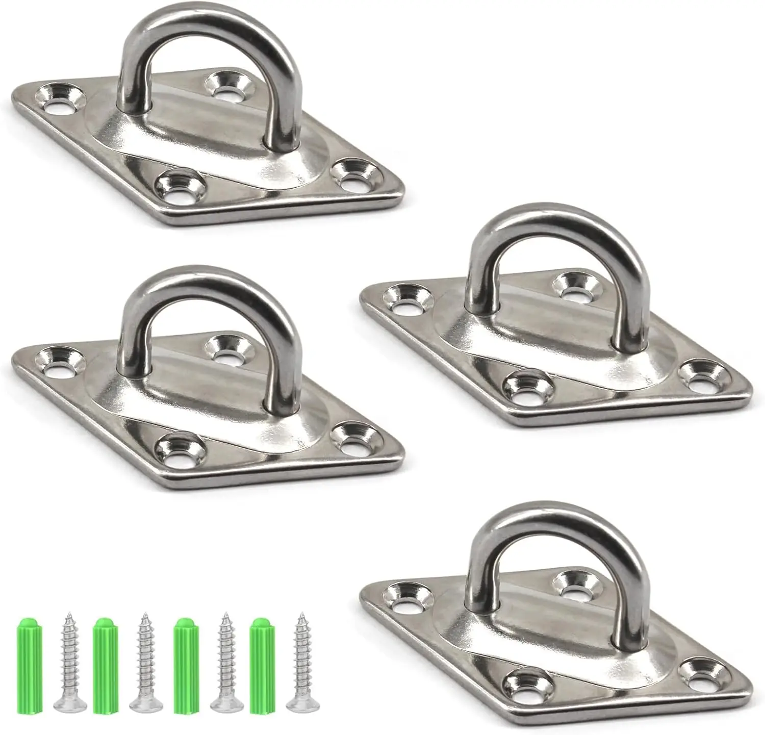 Stainless Steel Pad Eye Plates Hook Heavy Duty Ceiling Hooks Anchor with Screw Square Wall Mount Hanger for Swings Hammock