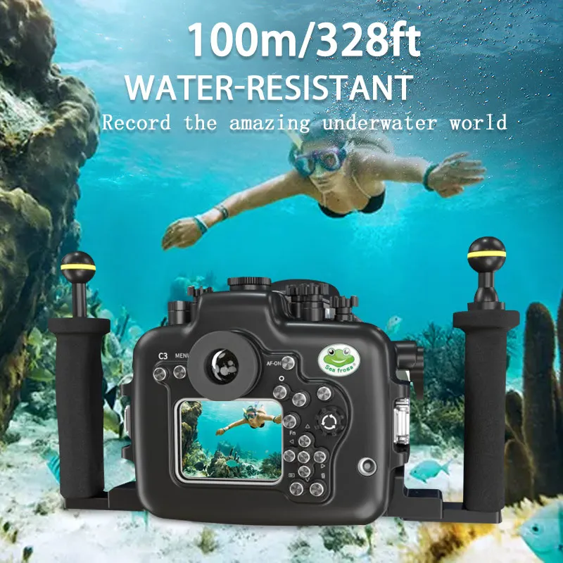 Seafrogs 100meter Waterproof Aluminum Alloy Housing With Glass Dome Port For Sony A7RIII/A7R3 16-35mm F2.8 F4 Lens