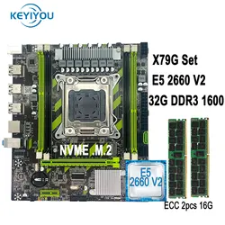 KEYIYOU X79G 2011 Motherboard Combos XEON Kit E5 2660 V2 CPU 10 cores/20 threads And 2*16G=32GB DDR3 RAM 1600Mhz Memory