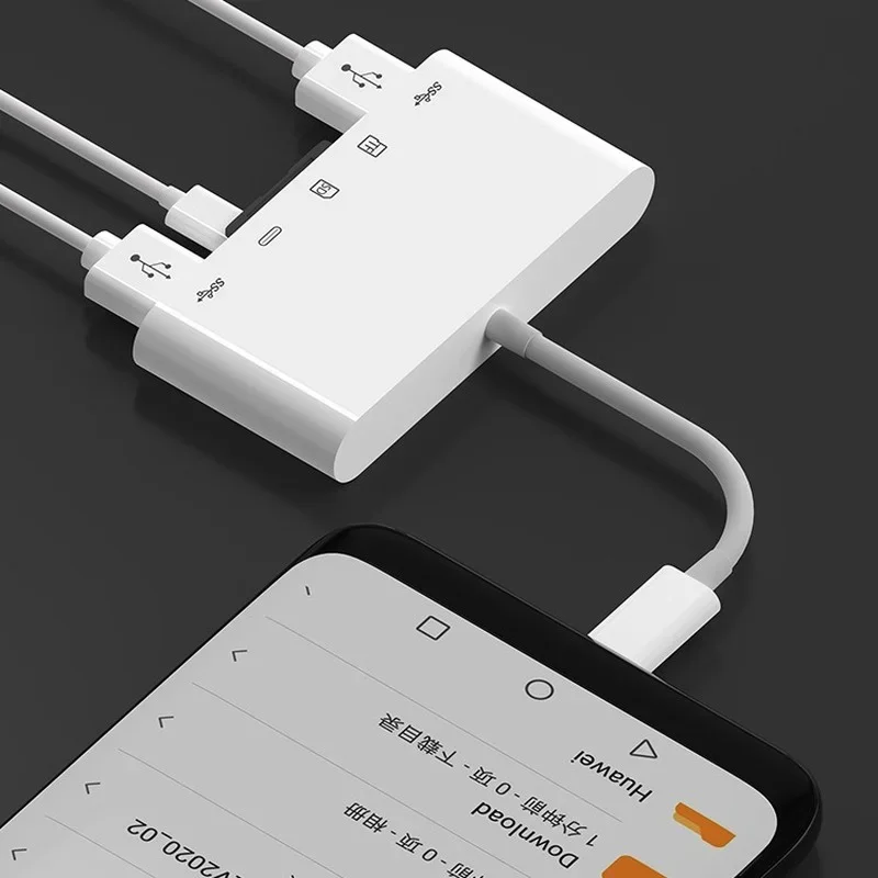 Tipo-C Multi Adaptador com conector USB, leitor de cartão TF para Macbook Laptop e mais, USB C Devices, 5 em 1