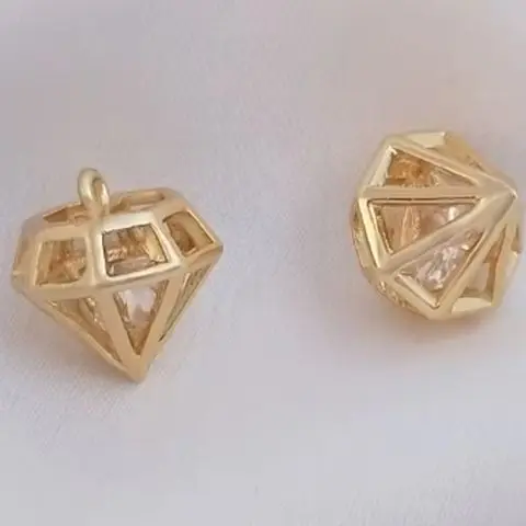 14K Real Gold Color Changing Diamond Shaped Zircon Pendant, Handmade DIY Jewelry, Bracelet, Earring, Necklace