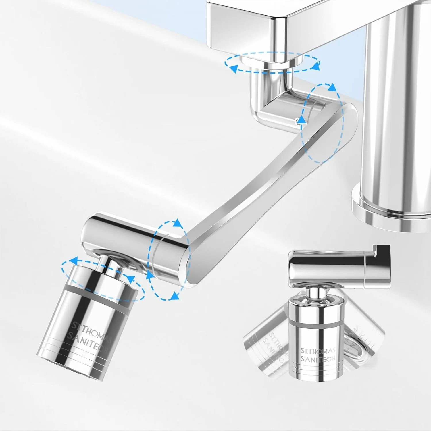 

1440° Swivel Faucet Extender, 360° Robotic Arm Aerator, 2-Mode Kitchen Faucet Attachment for Bathroom/Sink