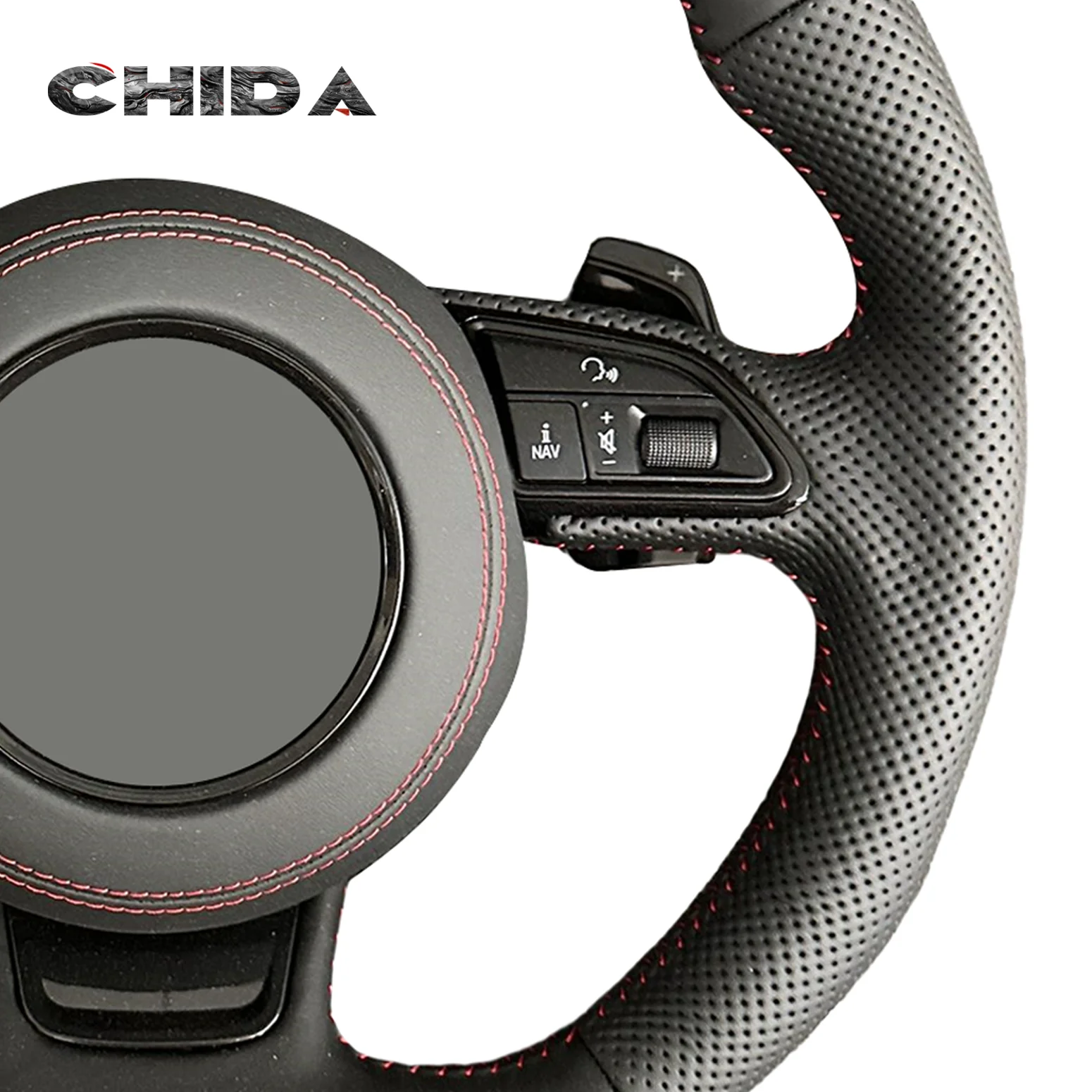 عجلة قيادة جلدية كاملة مخيطة يدويًا لـ A6 A6L A4 A4L Q5 A3 Q3 Q7 B7 A8 R8 TT RS3 RS4 RS5 S3 S4 S5