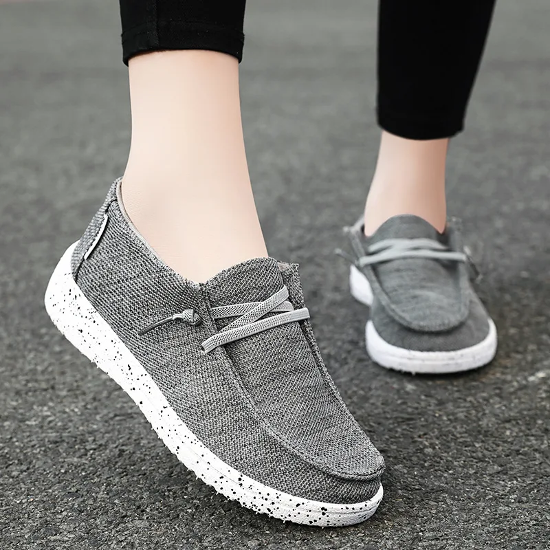 Zapatos informales bajos con cordones para mujer, zapatillas de lona ligeras y duraderas con suela plana, novedad de primavera, 2024