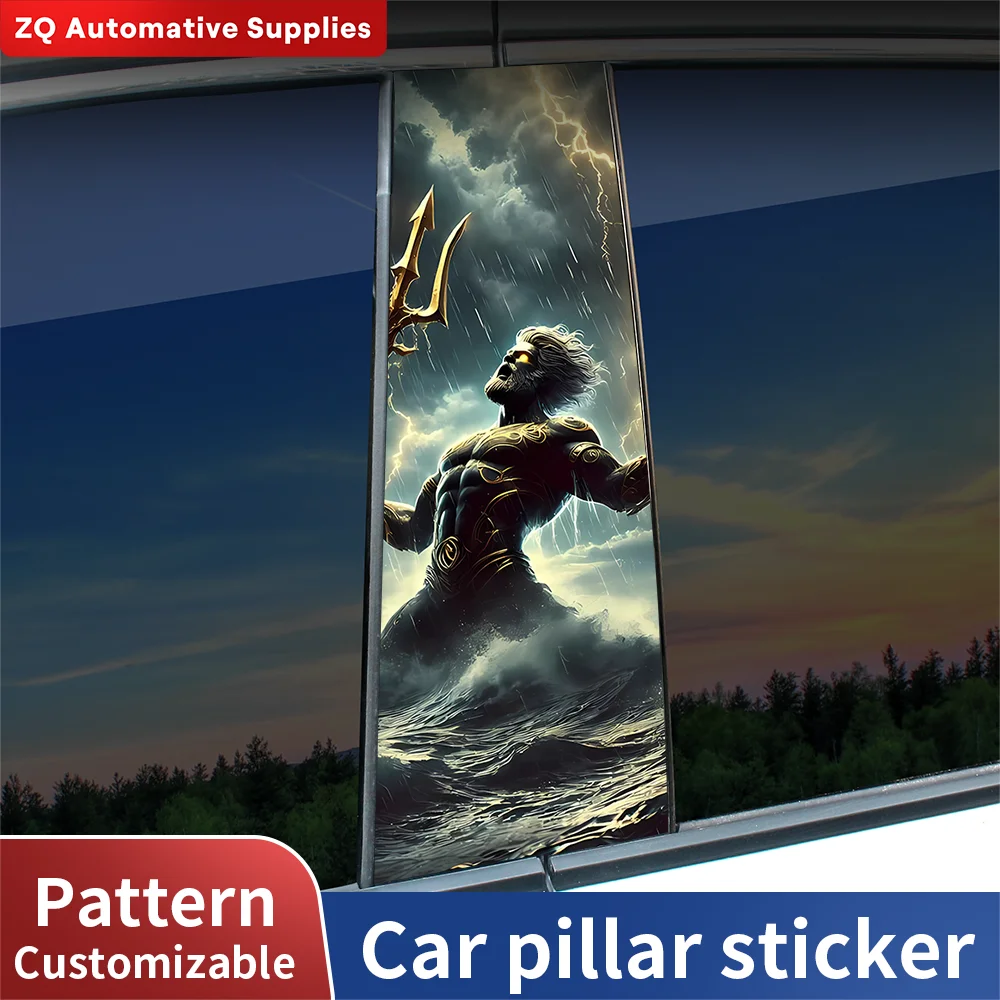 

Poseidon Greek Mytholog Car Stickers Auto B Pillar Waterproof Decoration Cover Scratches Sunscreen Car Doors Pillar Vinyl Decals