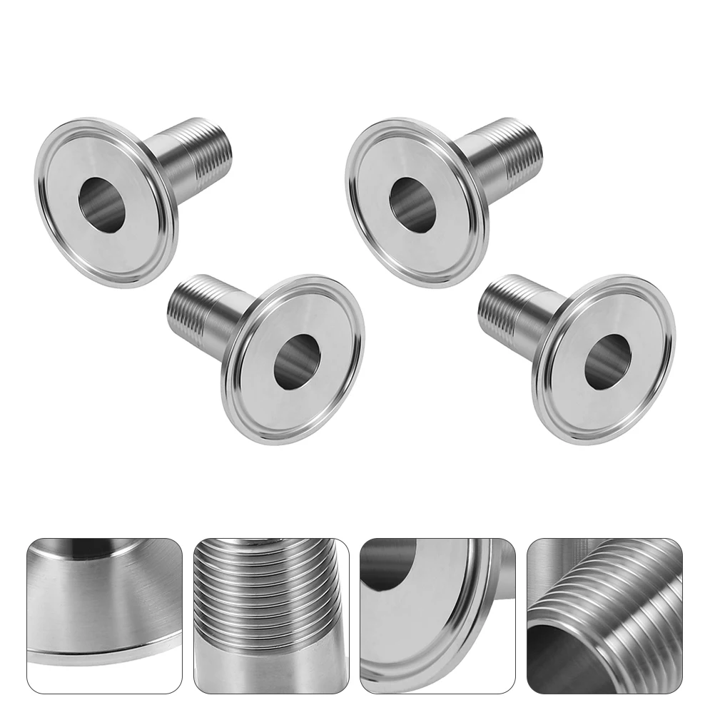 

4pcs Stainless Steel Fitting Sanitary Hose Barb Adapter Clamp Fittings NPT Threaded Pipe Home Brew Connector Ferrule Acid