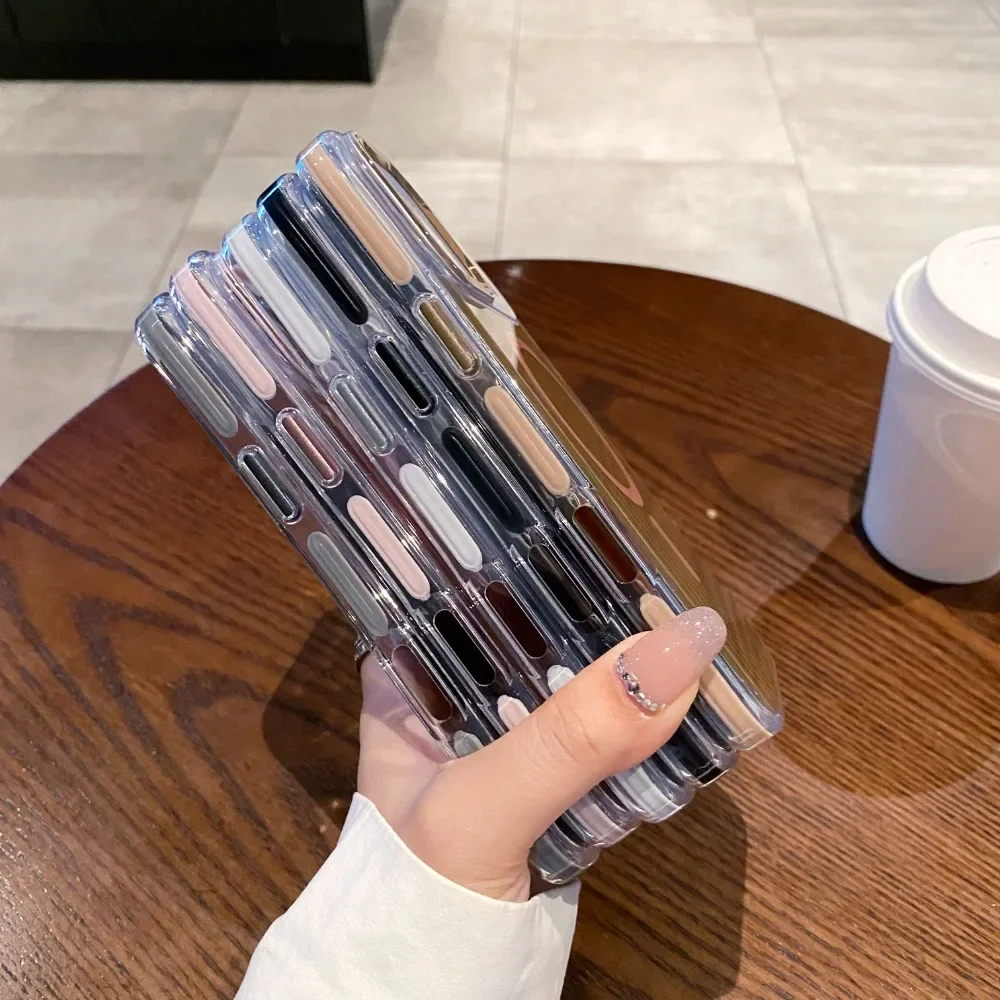 Mode 3D Koffer Gegolfd Streep Modern voor Magsafe Case voor IPhone 17 Air 16 15 14 Pro Max Magnetische Waterdichte Cover Fonds