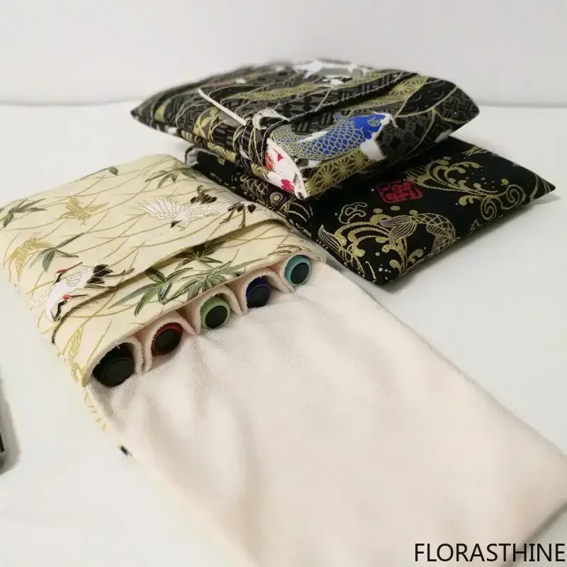 Chinese Style Fabric Pen Bag 5 Pen Package Portable Storage Velvet Bag Cotton Box Student Pencil Box Package Free Shippin