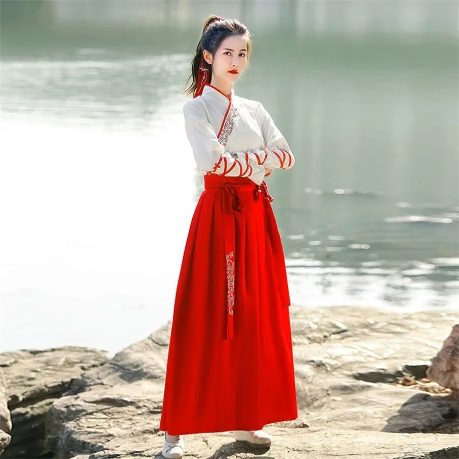 Hanfu Vrouwen Top Rok 2-delige set Mannen Vintage Etnische Mode Cosplay Elegante Traditionele Chinese Kleding Ridderlijke Stijl Pak