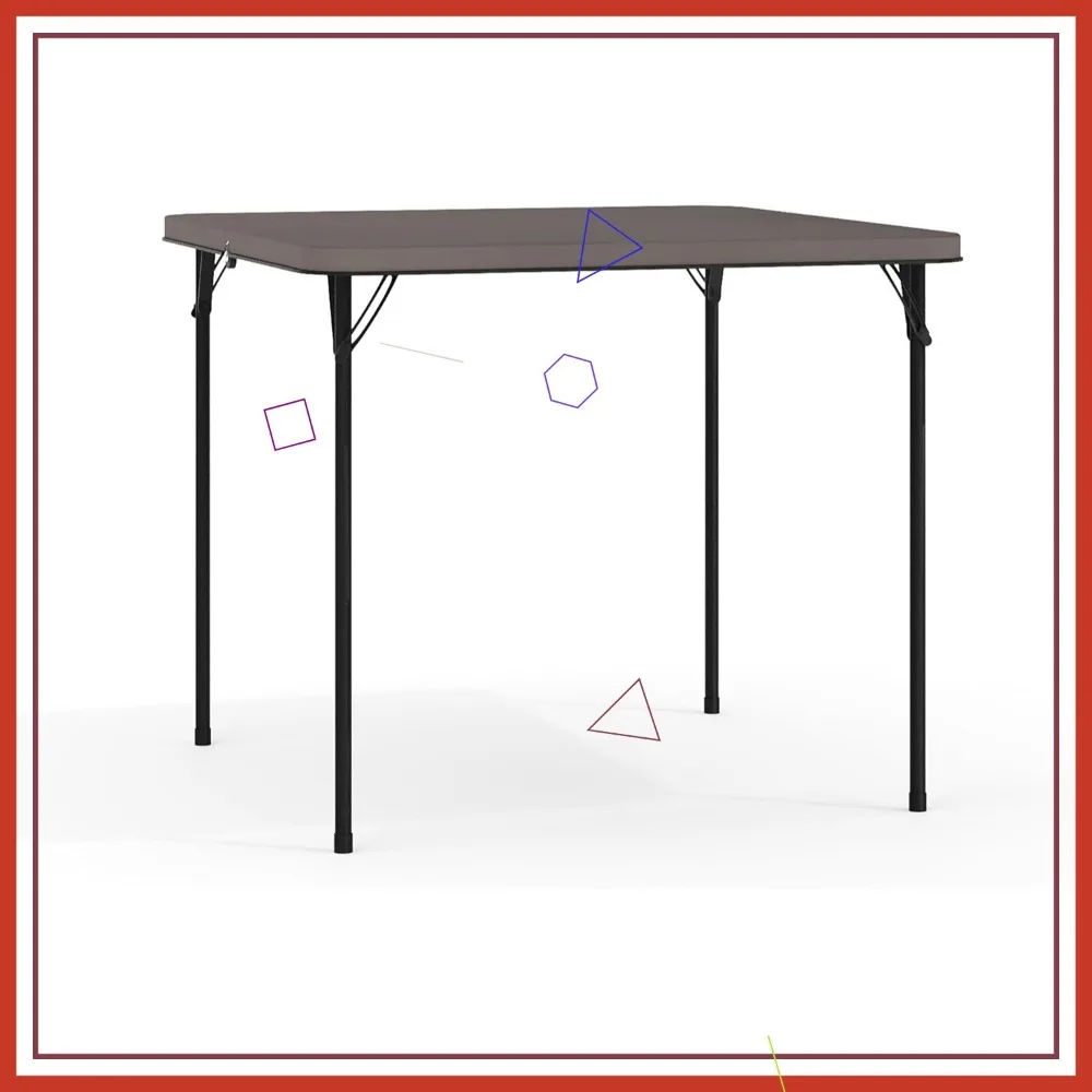 

2.83' Square Plastic Folding Event Table with Carrying Handle, Bi-Fold Banquet Table for Indoor/Outdoor Use, Dark Gray