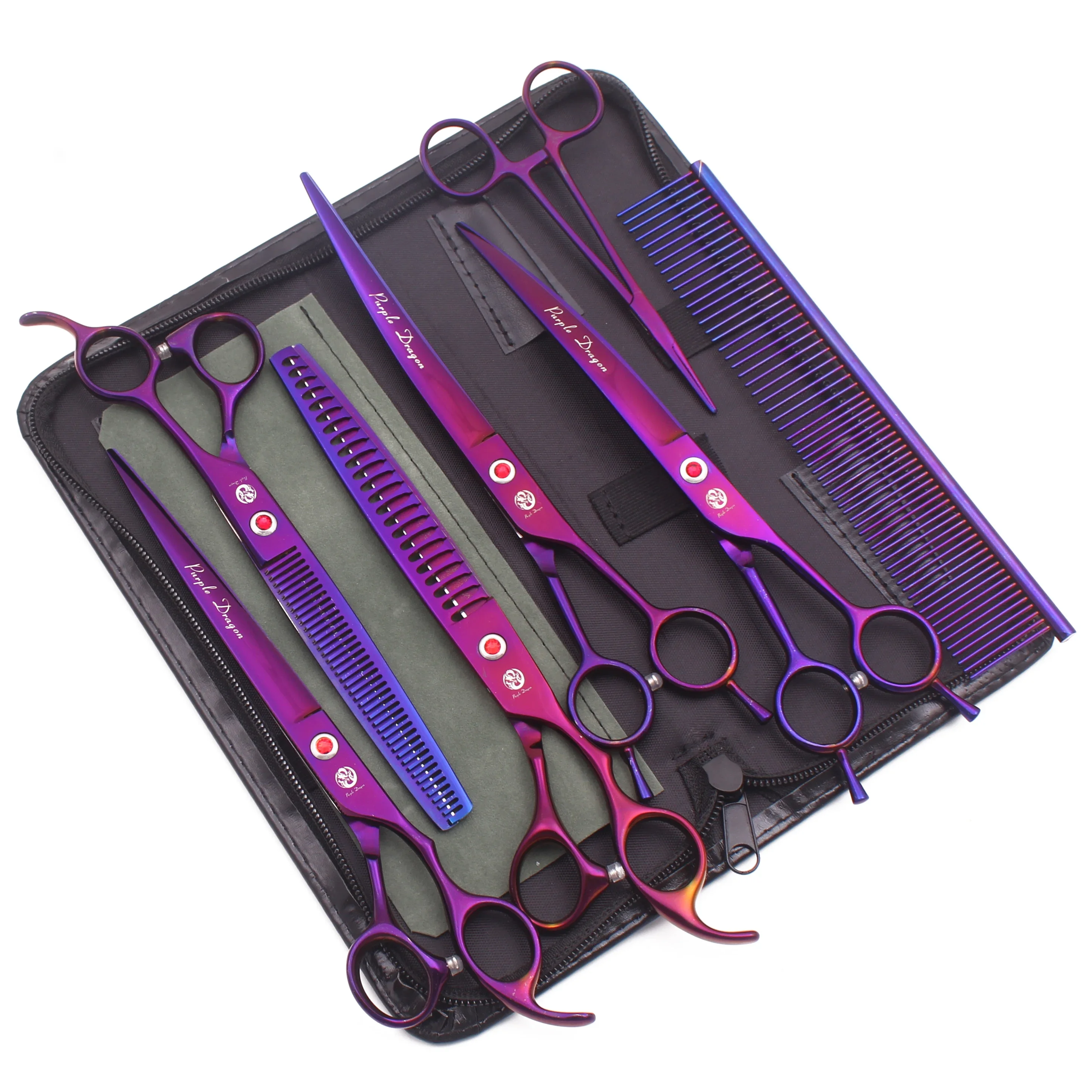 

Purple Dragon 8 Inch Dog Grooming Scissors Thinning Shears Professional Cat Pet Scissors Hair Comb Cutting High Quality Z3015-b