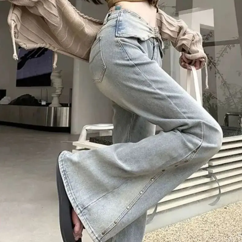 American Retro High Waist Micro-Flare Jeans Women 2025 Summer New Design Slim Niche Hot Girls Long Floor-Moving Pants