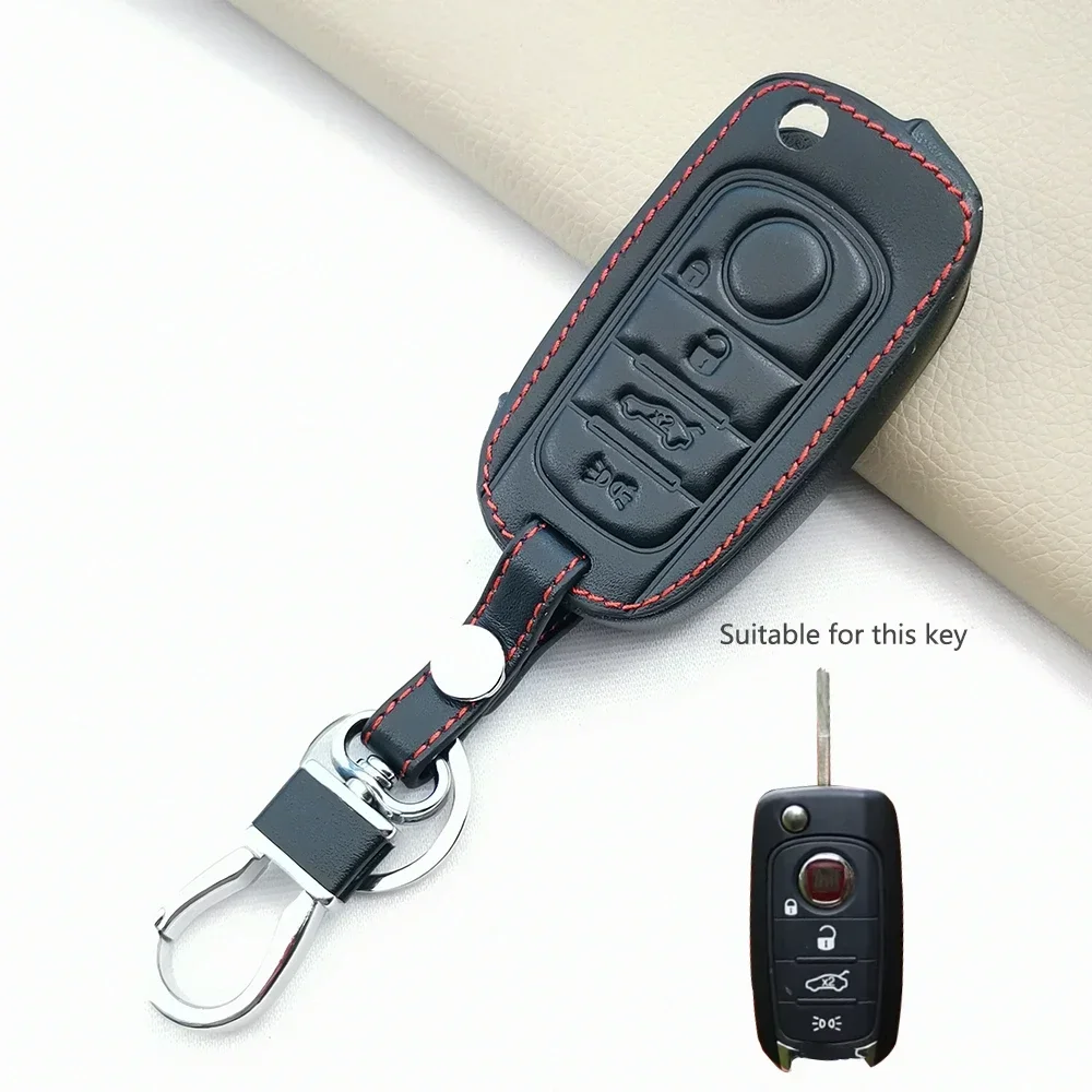 Classic Style Leather Car Key Case Cover For FIAT 500 Panda Stilo Punto Doblo Grande Bravo 500 Ducato Minibus Car Accessories