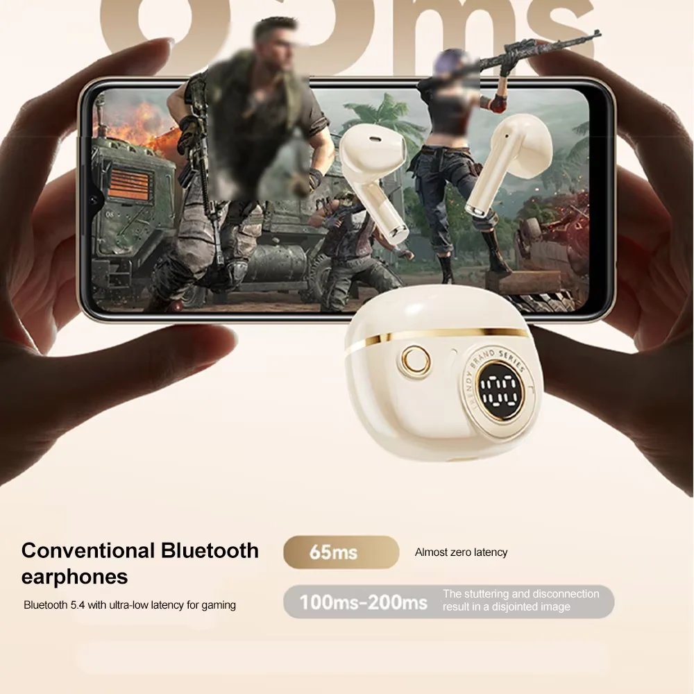 TWS Wireless Bluetooth Headset LED Display Noise Reduction Earphone Gaming In-ear Mini Emergency Power Bank Headset