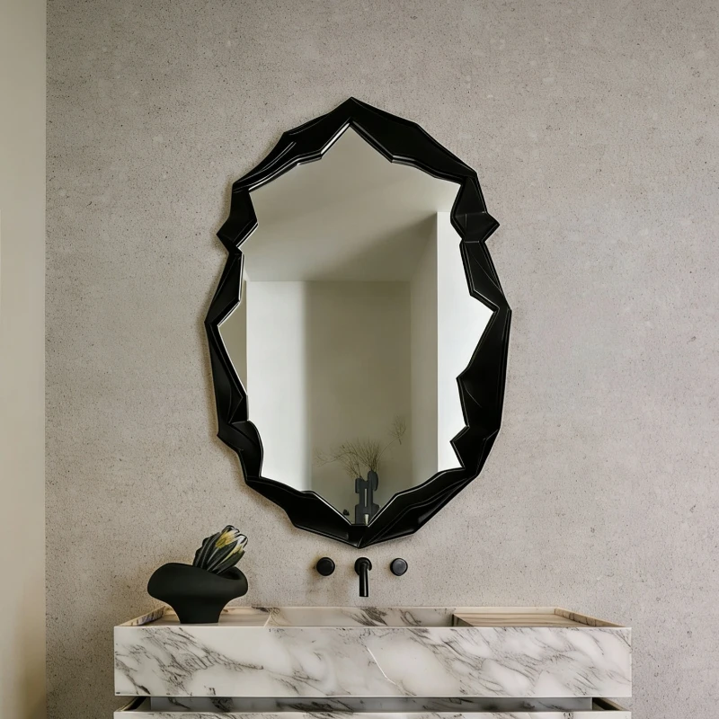 Special-shaped bathroom mirror simple bathroom high-end smart mirror sink