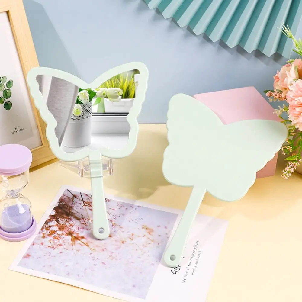 Hand-held Butterfly-shaped Makeup Mirror Plastic Butterfly-shaped Butterfly Handle Mirror High-definition Mini