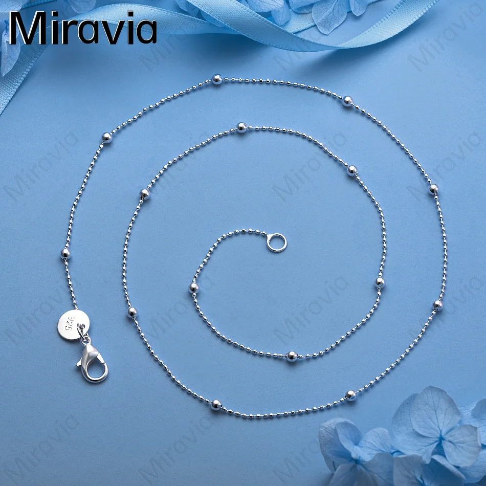 

Miravia 925 Sterling Silver Full Smooth Beads Necklace Retro Personalized Accessories Gift Jewelry