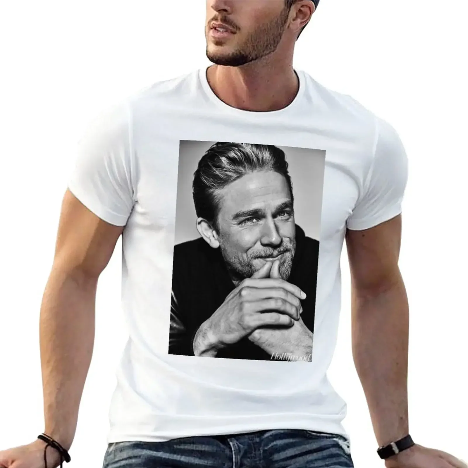 charlie hunnam T-Shirt anime clothes sweat shirts men clothing Summer fashion New Arrival Cotton Sleeve funny vintage graphicman