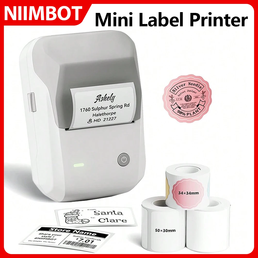 Niimbot B1 Mini Thermal Printer 20-50mm Inch Adhesive Paper Wireless Bluetooth Portable Labeling Machine For Barcode Clothing