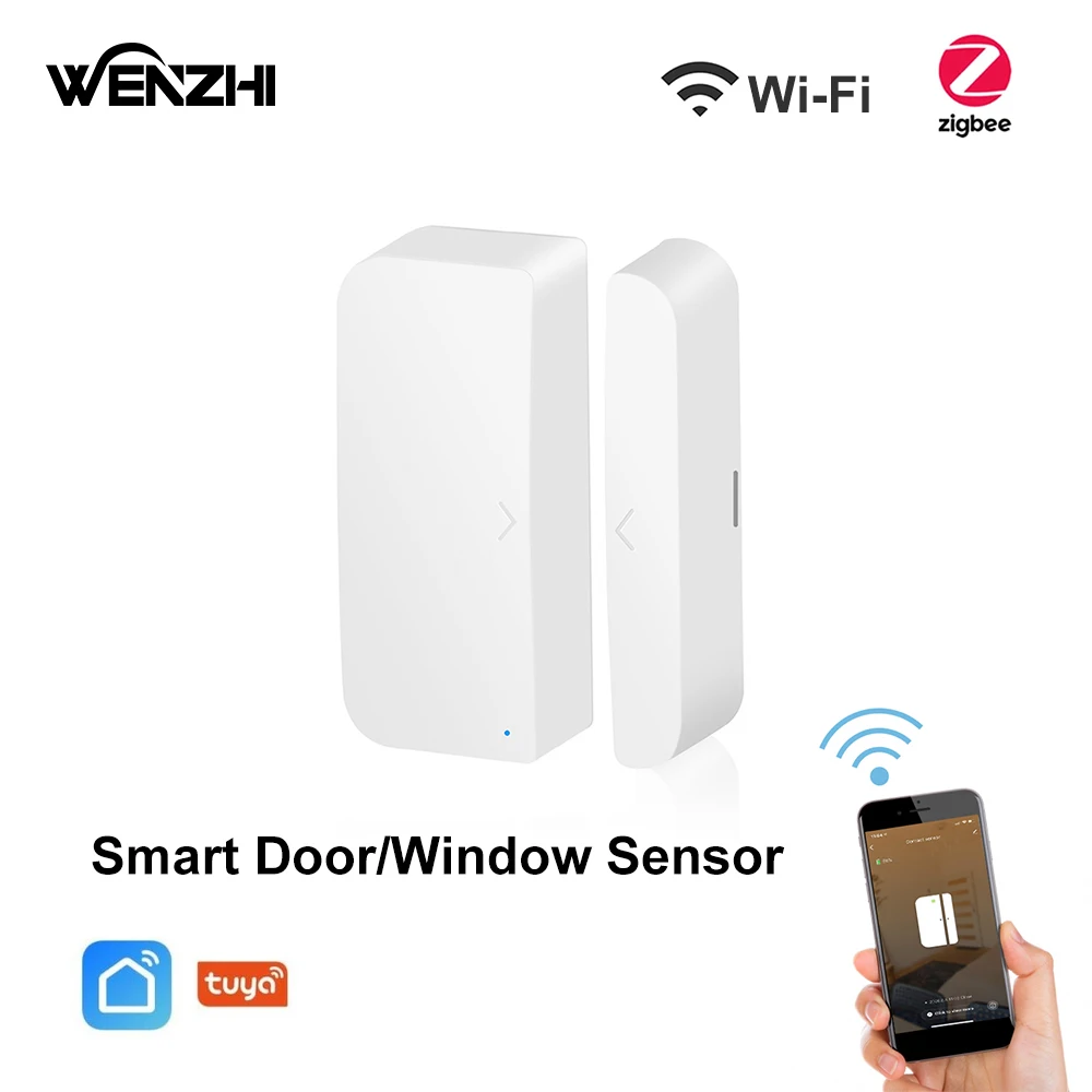 Wifi ZigBee sensore per porte e finestre magnetico Tuya Smart Life Wireless Home apertura di sicurezza automatica/chiusura allarme residenziale