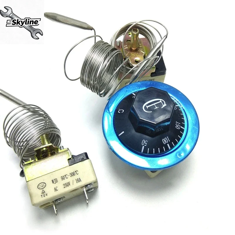 2M 30-110/50-300°C Ceramic Capillary Thermostat, Mechanical Water Heater Temperature Switch with Bimetallic Sensor