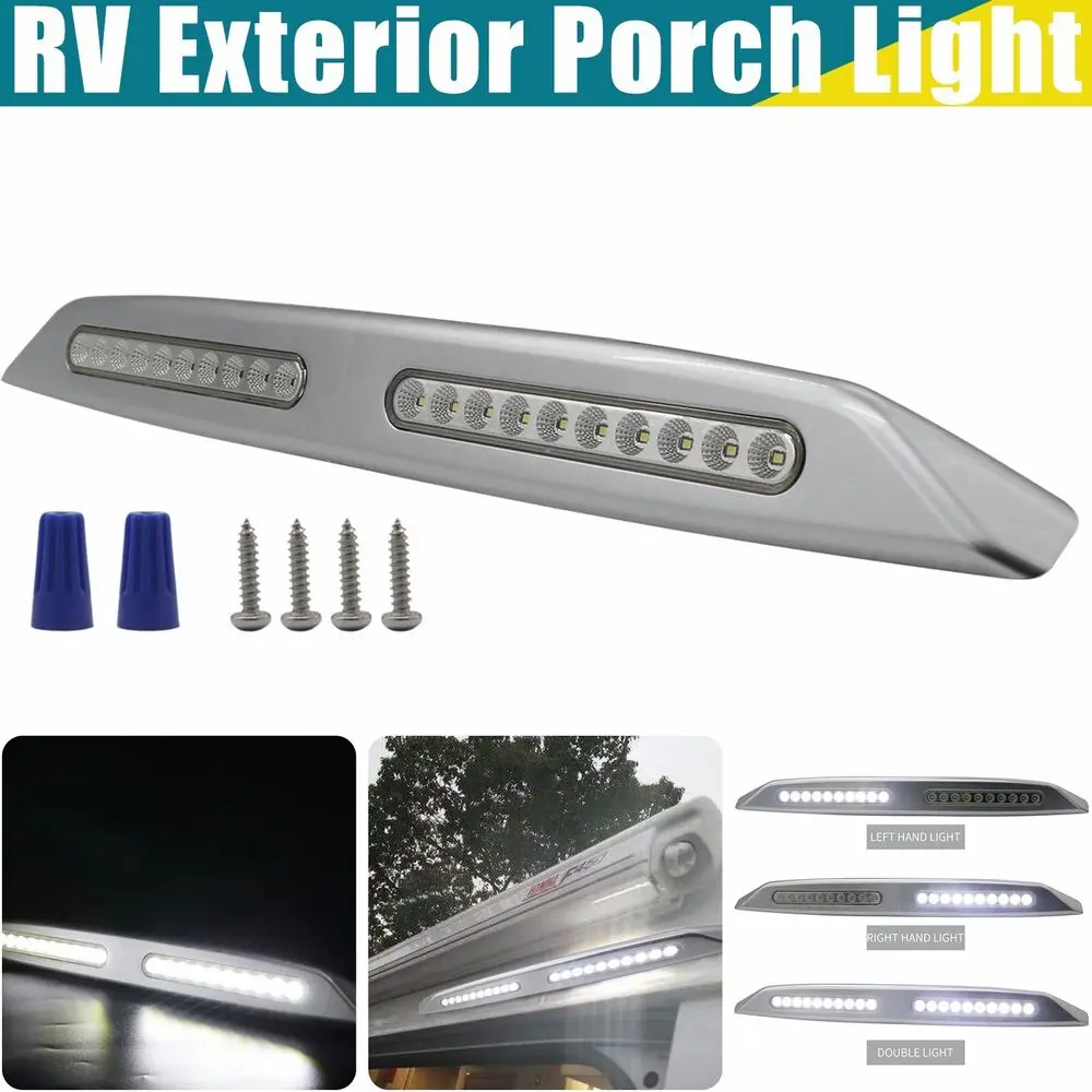 

12V 6W IP56 RV Exterior Porch Light 20LED High-Intensity Silver Awning Lamp For Trailer Boat Camper RV Truck