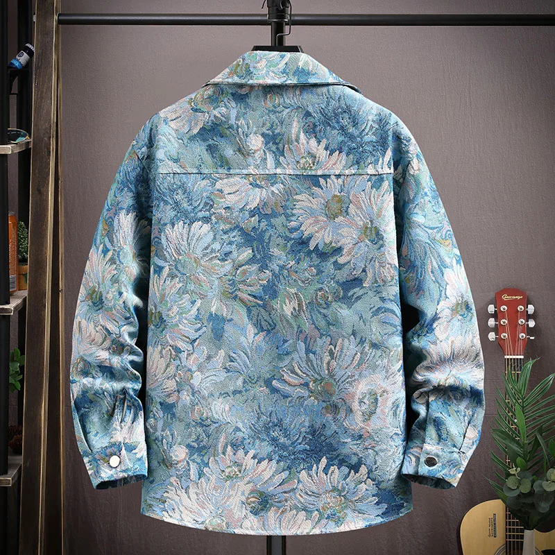 2025 spring new style Men's Classic Fashion Long Sleeve Shirt autumn Men's Casual Plush High Quality Printed pattern Shirt