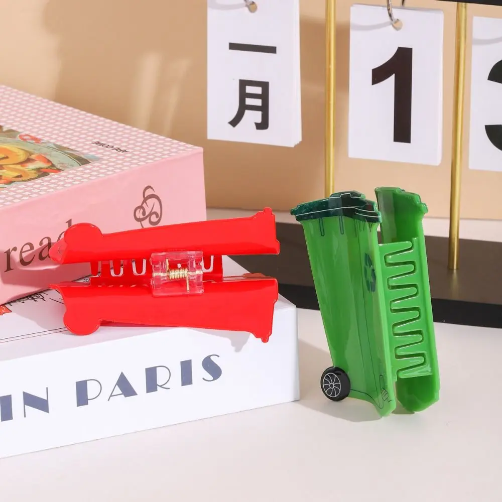 Unique Novelty Trash Can Design Hair Claw Green Funny Garbage Can Hairpins Personality Large Acrylic Shark Clip Daily view 3