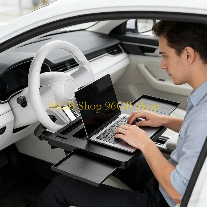 96GB Multifunctional Adjustable Steering Wheel Desk Table Vehicle Foldable Quick Setups ABS Build Dining Computing Lightweigh