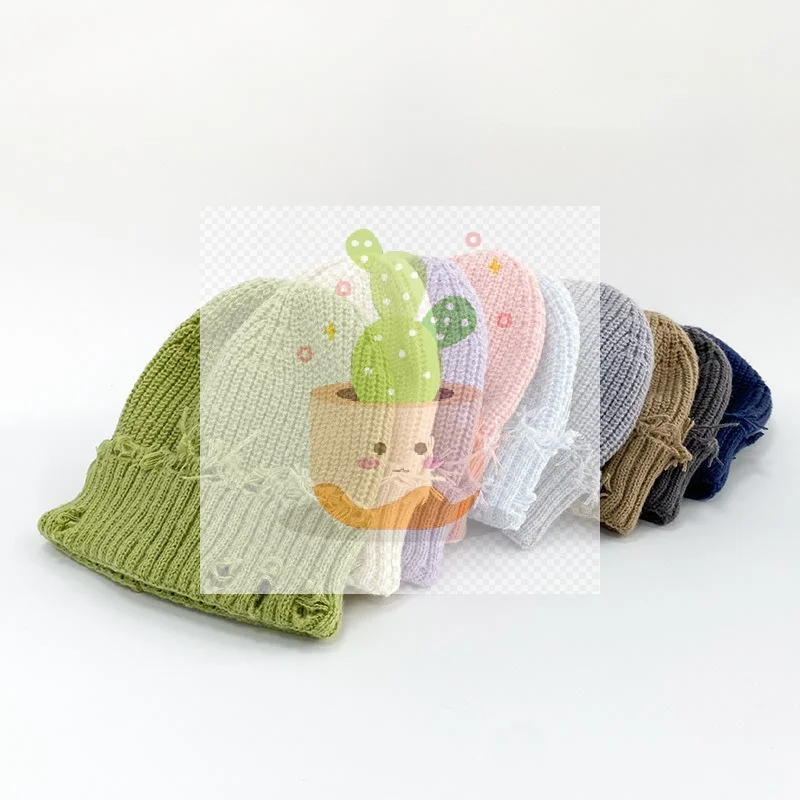 Nowa Zimowa Elastyczna Ciepła Czapka Hip Hopowa Modna Czapka Dzianinowa z Postrzępionym Daszkiem Dla Kobiet i Mężczyzn