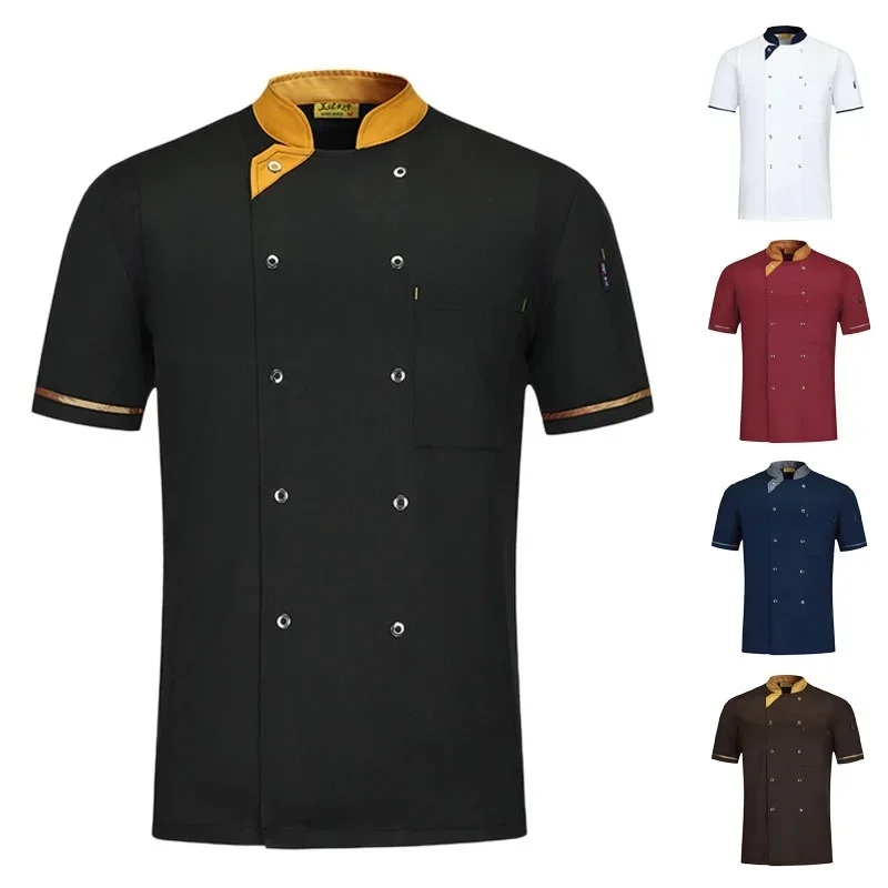 

Chef Jacket Short Sleeve Cook Coat Men Women Breathable Mesh Restaurant Waiter Uniform Bakery Kitchen Wear