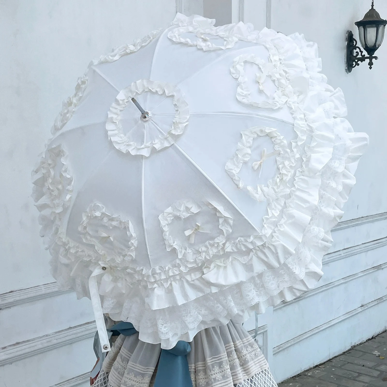 Sunscreen Umbrella Girl Love Princess Umbrella Color Lace Straight Handle Birdcage Low Umbrella