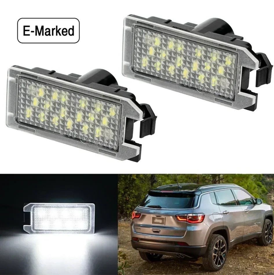 2pcs Car LED Number License Plate Lights White 3W LED License Plate Light For Jeep Grand Cherokee 2014-2020  Car Accessories