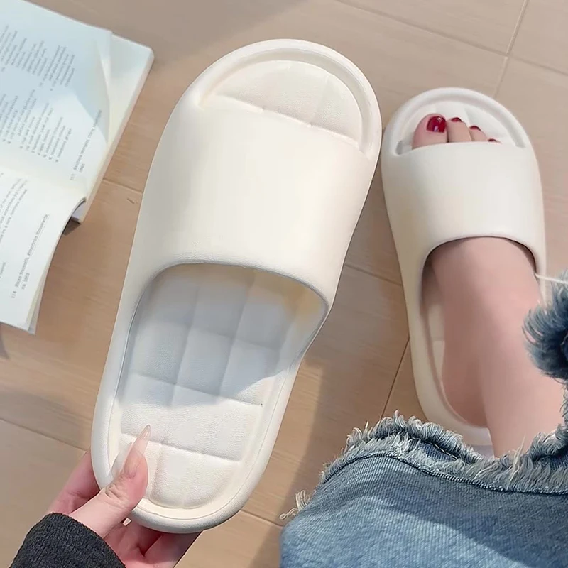 Thick Sole Non Slip Indoor Bath Slippers Women Soft Bottom EVA Pillow Slides Sandals Woman Summer Comfort Unisex House Slippers