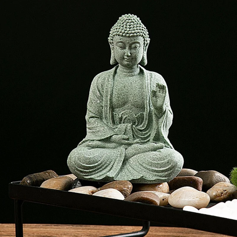 Statue Fish Tank Decoration Mini Buddhism Figurine Desk Topper Tablescape Decor Home Statue Sandstone Thailand-ABHG