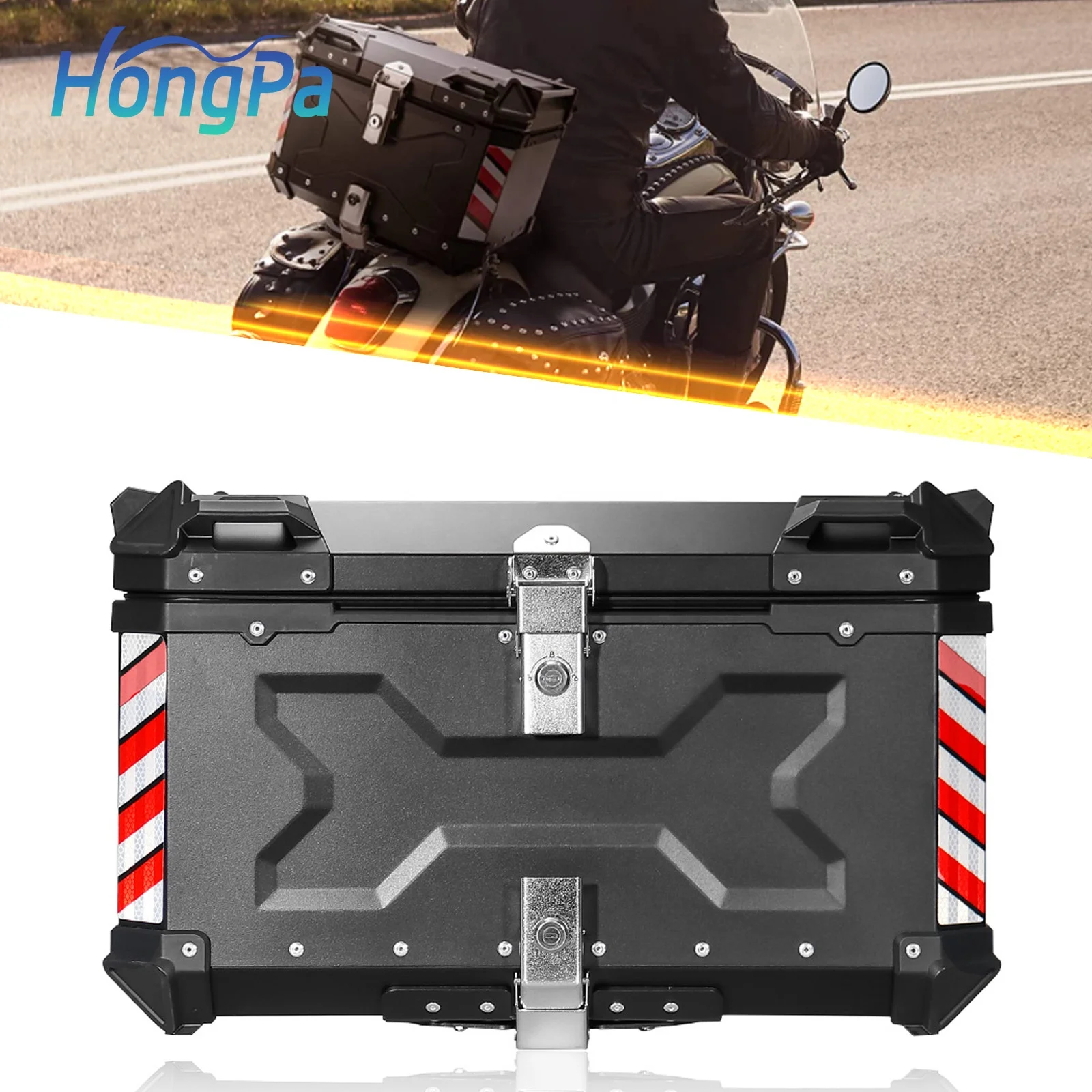 

Universal 65L Aluminum Motorcycle Top Box Waterproof Durable Moto Tail Box Motorbike Trunk