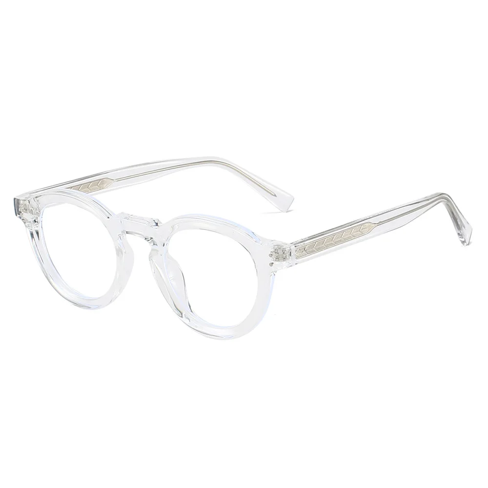 الرجعية موضة نظارات دائرية إطار الرجال TR90 المعادن الأساسية Ins كول مكافحة الضوء الأزرق النظارات البصرية اللون المرقعة النظارات #4