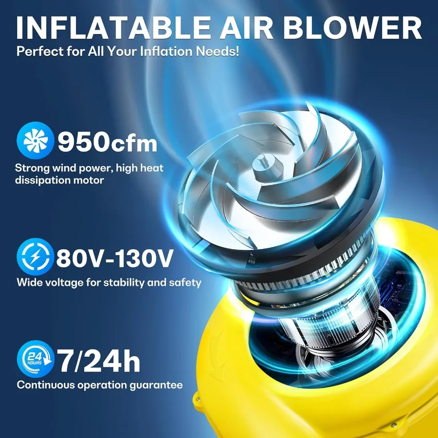 1100W 1.5HP 業務用インフレータブルバウンスハウスブロワー、屋外用バウンスハウス、ウォータースライド、エアソファ、塗装ブースなどに最適